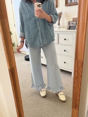 Things Between - Blue Gingham Ruffle Pants